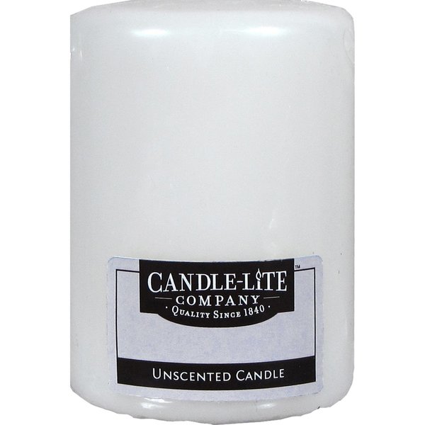 Candle-Lite Candle Lite White No Scent Pillar Candle 4 in. H 1593595